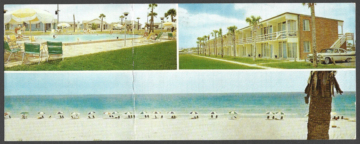 Silver Beach Hotel Motel in Destin Florida Topographical Postcard, Creased
