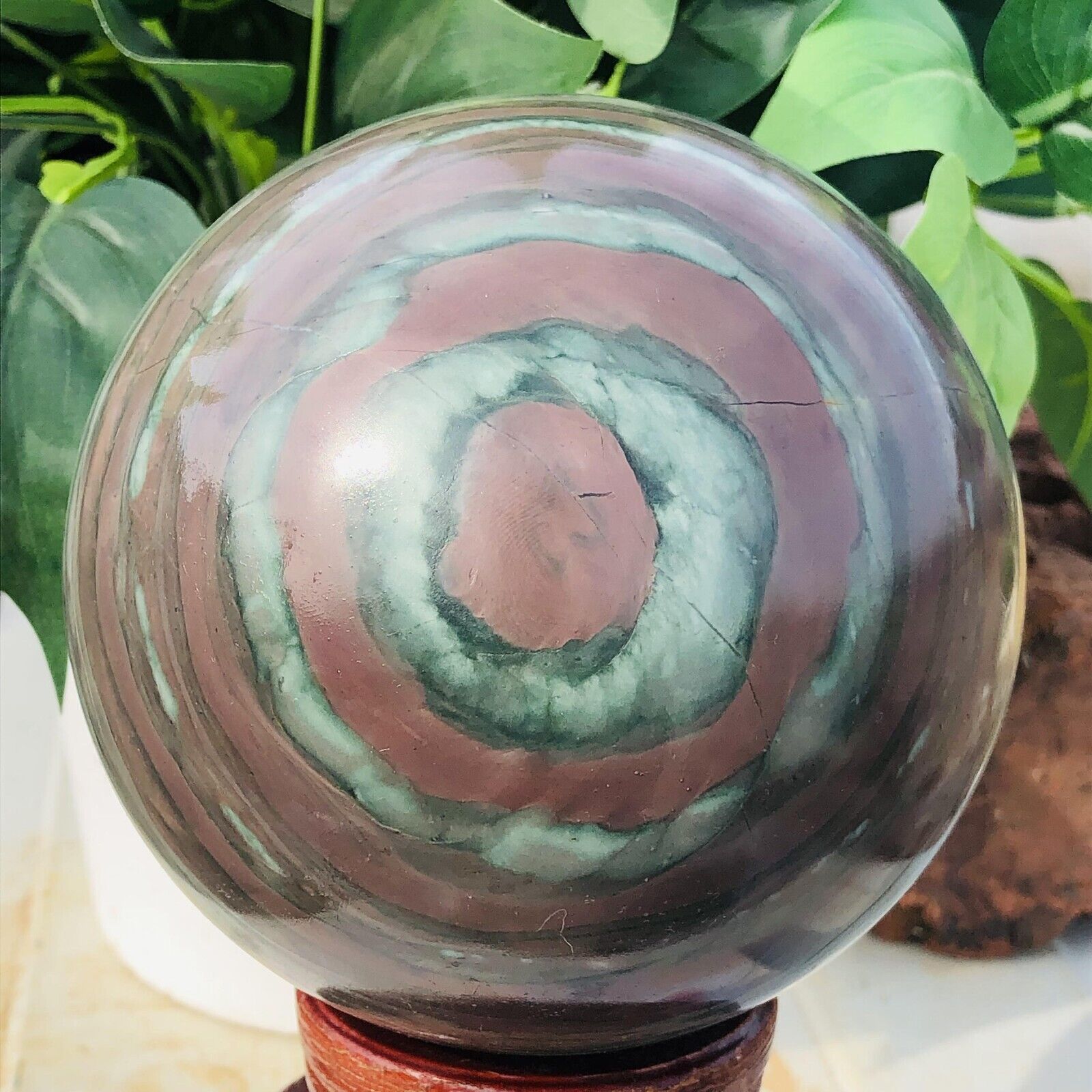 5.79lb Large Natural Red Zebra Stone Jasper Crystal Quartz Ball Mineral Healing
