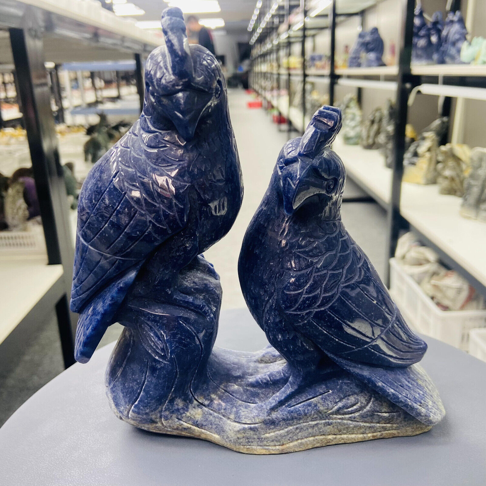 1PC Natural Blue Dongling  carved bird quartz crystal reiki healing Gem  Decor
