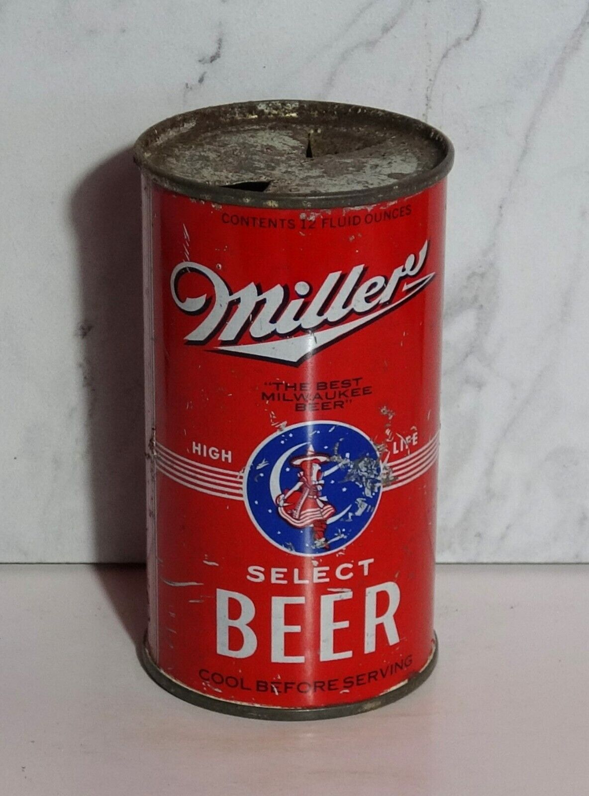 MILLER SELECT BEER-  RED CAN - FLAT TOP - IRTP - OI -  MILWAUKEE, WISC
