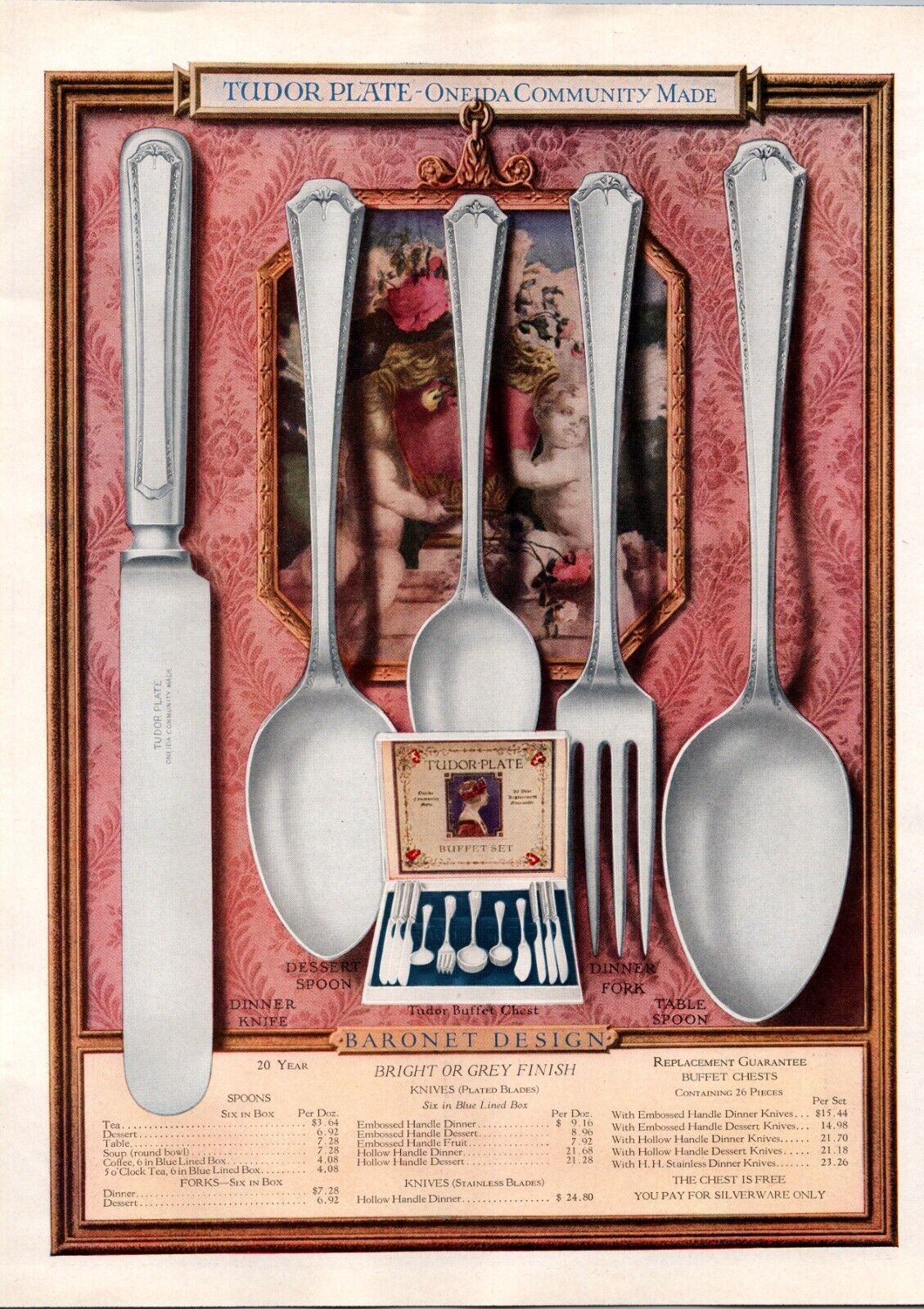 Commnity Plate Baronet Design Flatware 1924 Illustrated Catalog Page