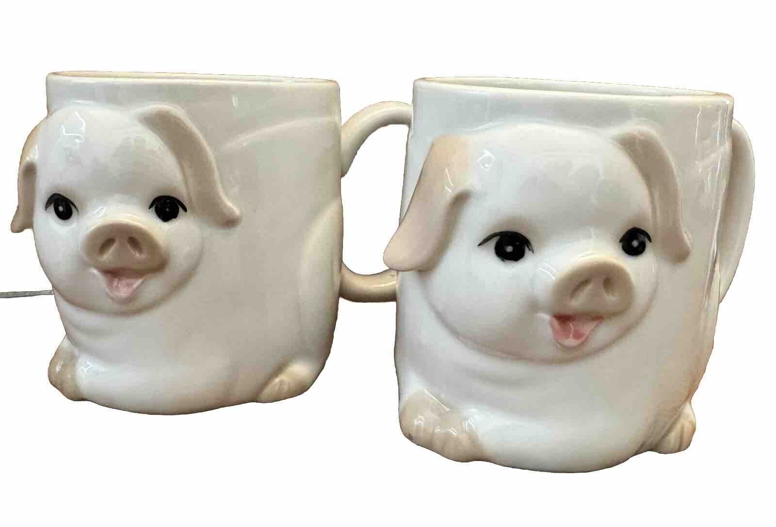 Pig mugs (2) Henriksen Imports Pig Design Figural Anthropomorphic Cup Mug Korea