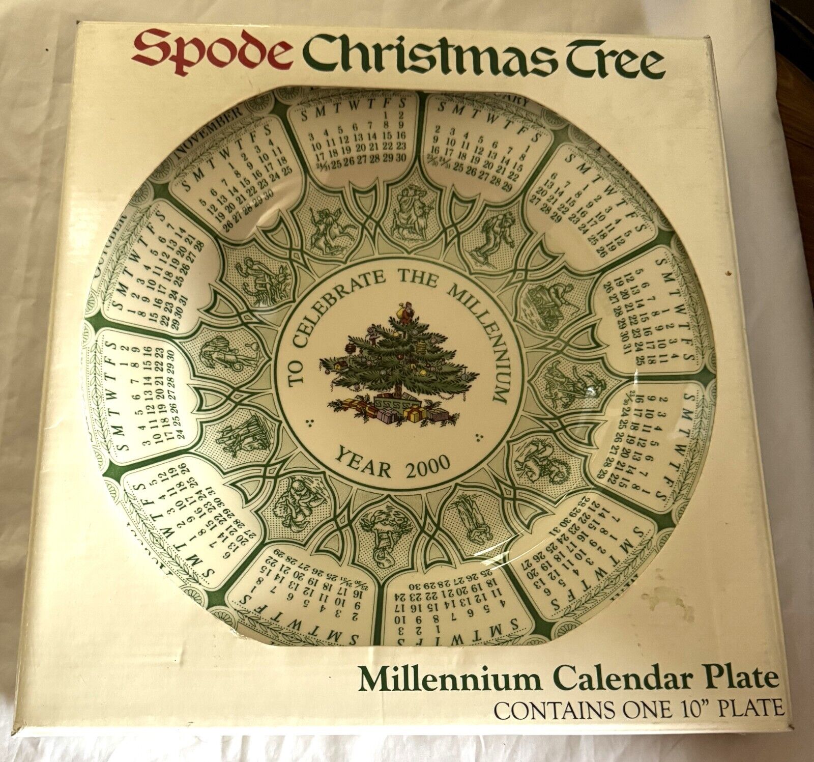 Vintage Spode Christmas Tree Millennium Calendar Collector Plate Vintage 2000