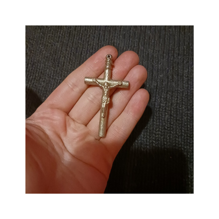 Vintage silver toned crucifix whistle