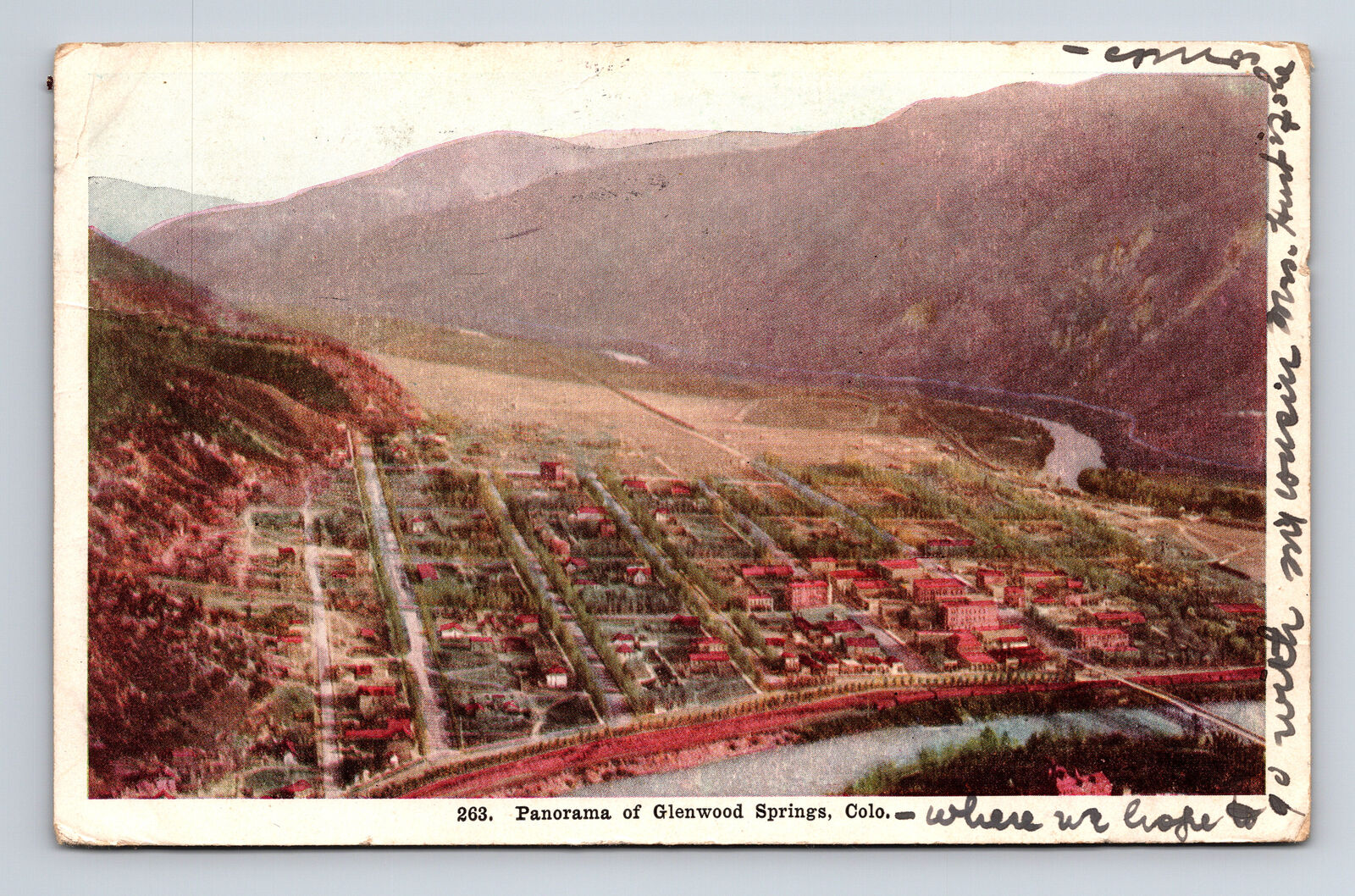 1908 Panorama View of Glenwood Springs CO Postcard