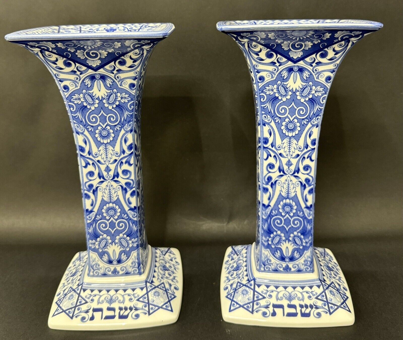 Spode The Judaica Collection Shabbat Candlestick Pair Made in England 7.5\
