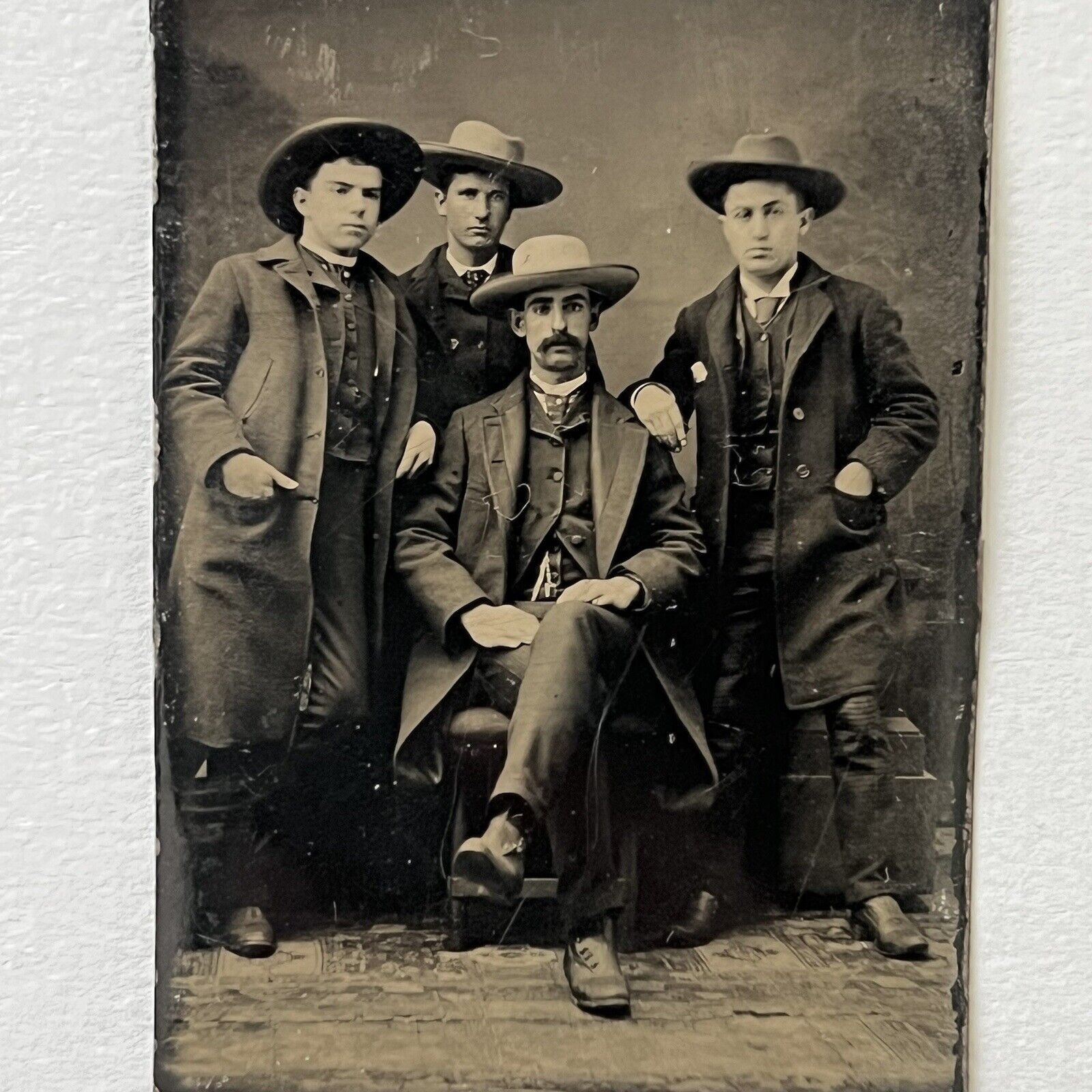 Antique Tintype Photograph Handsome Men Outlaws Law Men Cowboys Wild West