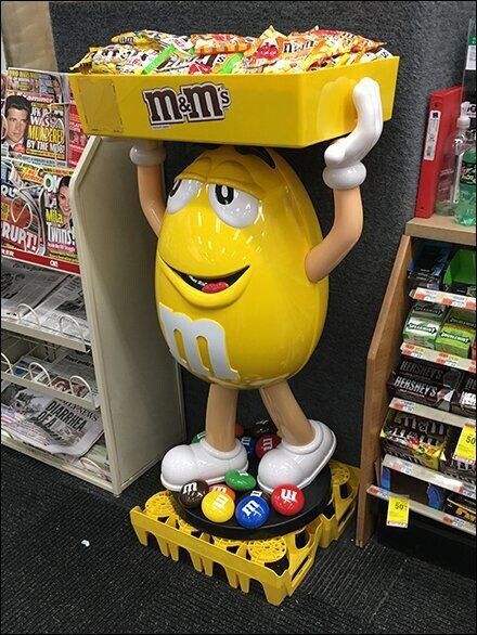 Yellow M&M w/ Tray Chocolate Store Candy Display Character