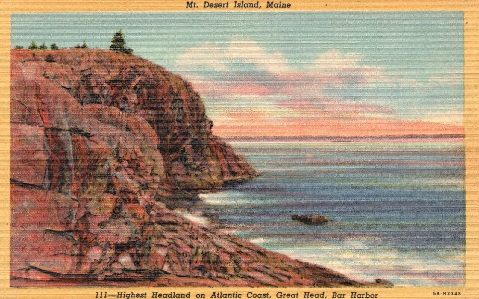 Postcard ME Mt Desert Island Great Head Bar Harbor 1935 Linen Vintage PC J1465