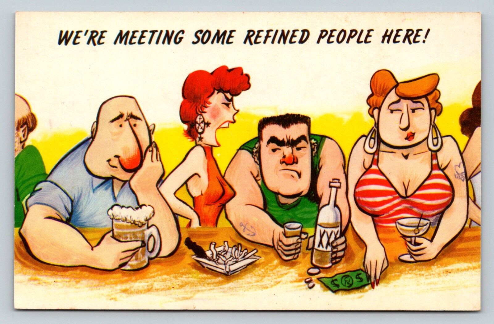 c1962 We\'re Meeting Some Refined People Here VINTAGE Comic Postcard