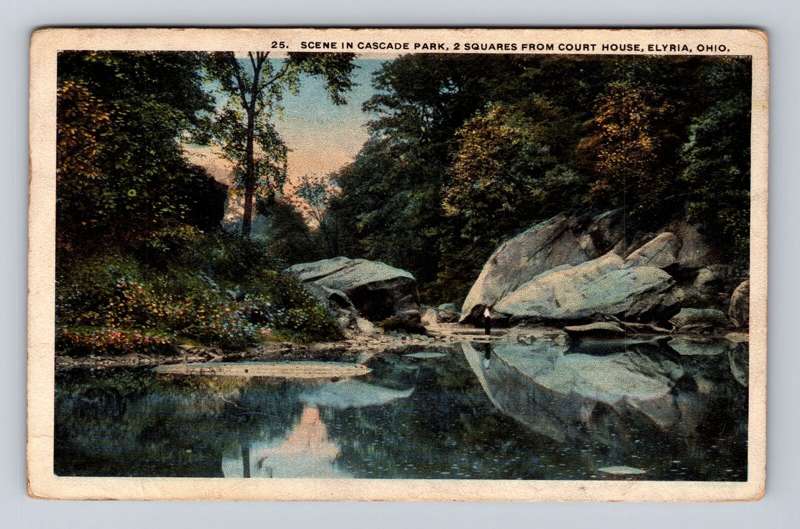 Elyria OH-Ohio, Scenic View in Cascade Park, Antique Vintage c1920 Postcard
