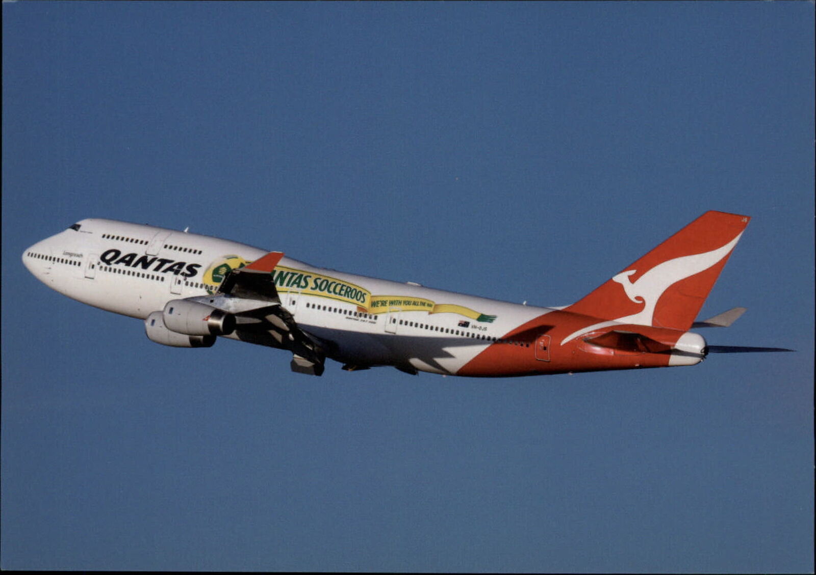 Sydney Australia Qantas Airlines Socceroos football soccer team banner postcard