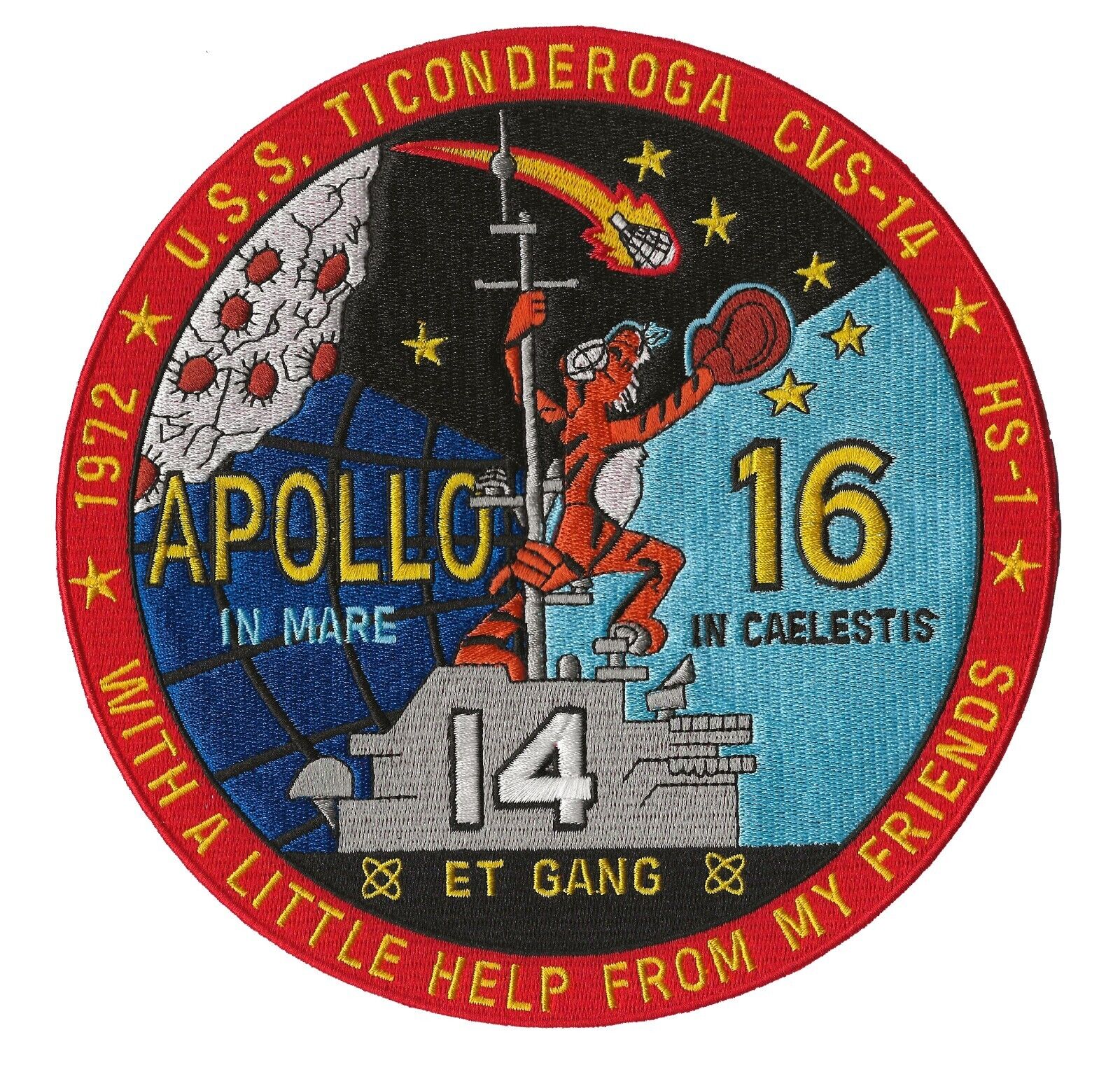 USS Ticonderoga CVS-14 Apollo 16 NASA US Navy space recovery ship jacket patch