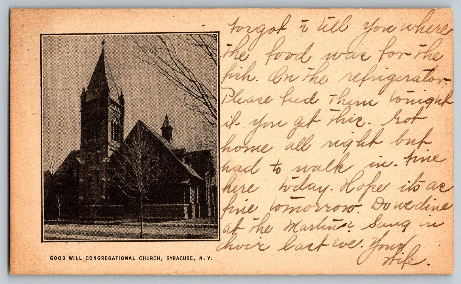 Syracuse, New York - Good Will Congregational Church - Vintage Postcard
