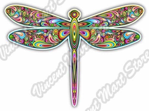 Dragonfly Abstract Colorful Rainbow Car Bumper Vinyl Sticker Decal 5\