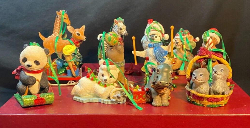 The Danbury Mint Baby Animals Ornament Set of 12 with Original Box and Tags