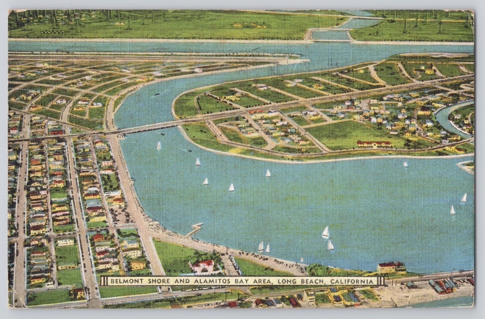 Postcard Belmont Shore And Alamitos Bay Area, Long Beach, California