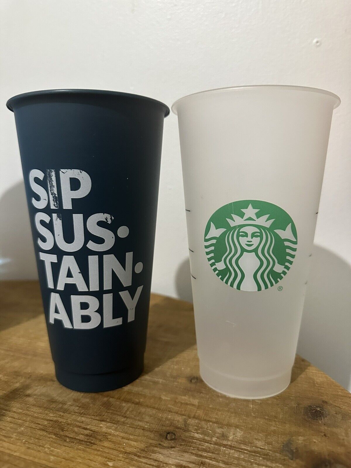 Starbucks Mugs Cups Set Of Two Earth Day Sip Sustainably Blue Reusable 24oz Cold
