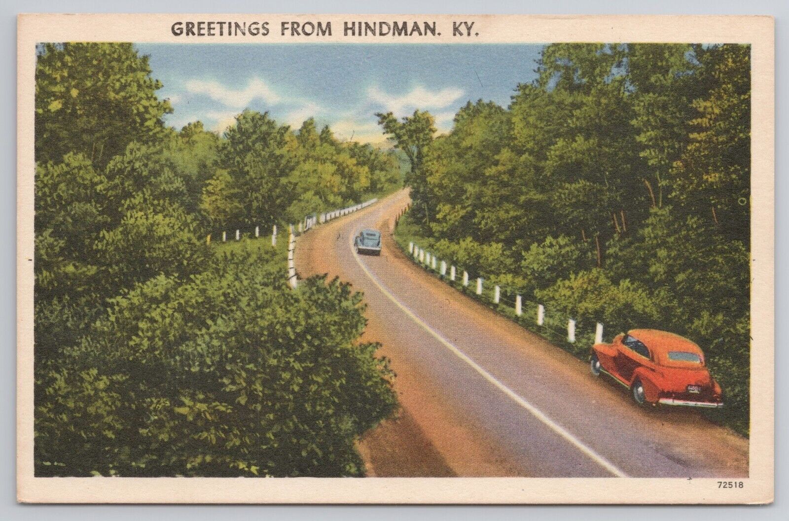 Greetings From Hindman Kentucky KY 1930s Postcard Country Road Highway UNP