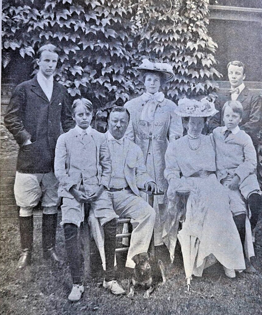 1907 Vintage Magazine Illustration President Theodore Roosevelt and Family