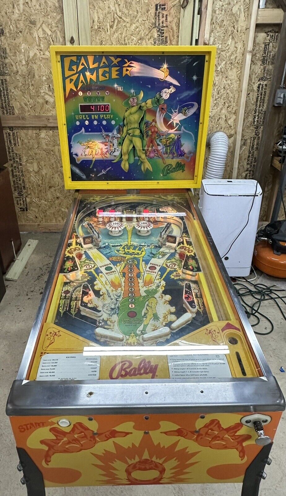 Vintage Bally 1970s Galaxy Ranger  Pinball Machine Works Tested Great
