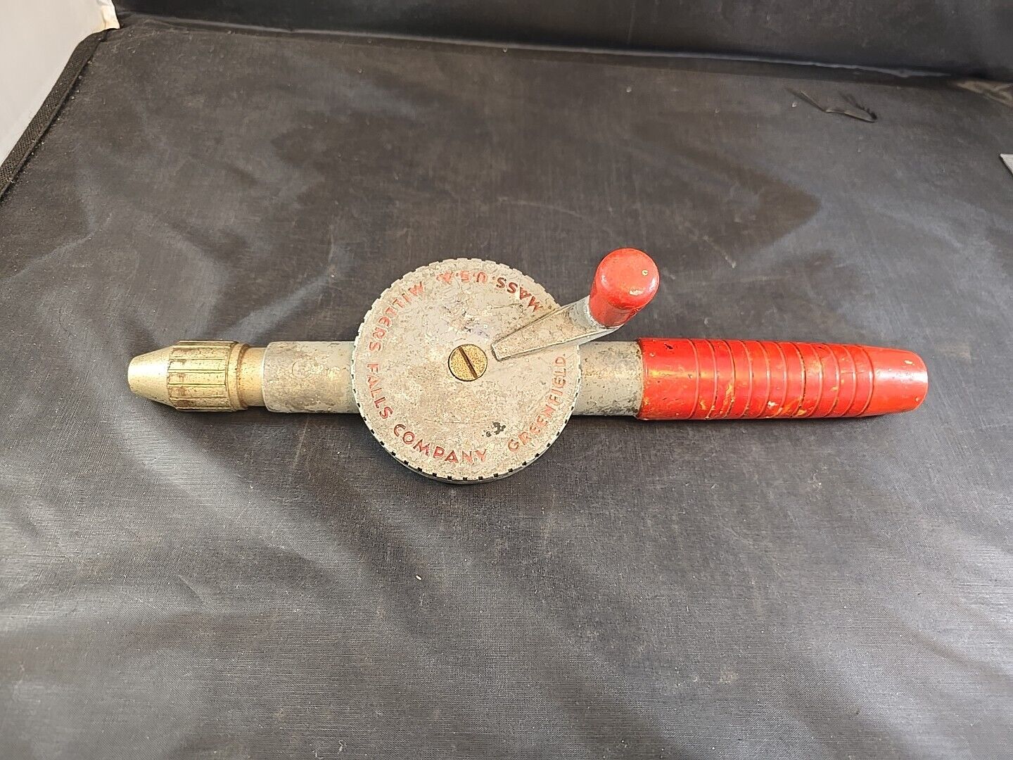 Vintage Millers Falls Company Greenfield Mass. USA Red Handle Hand Drill #104