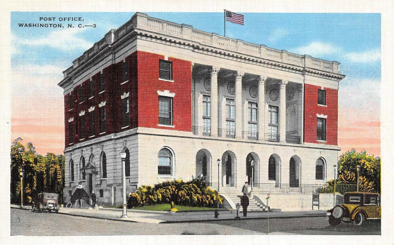 WASHINGTON, North Carolina NC    POST OFFICE  Beaufort County  ca1930\'s Postcard