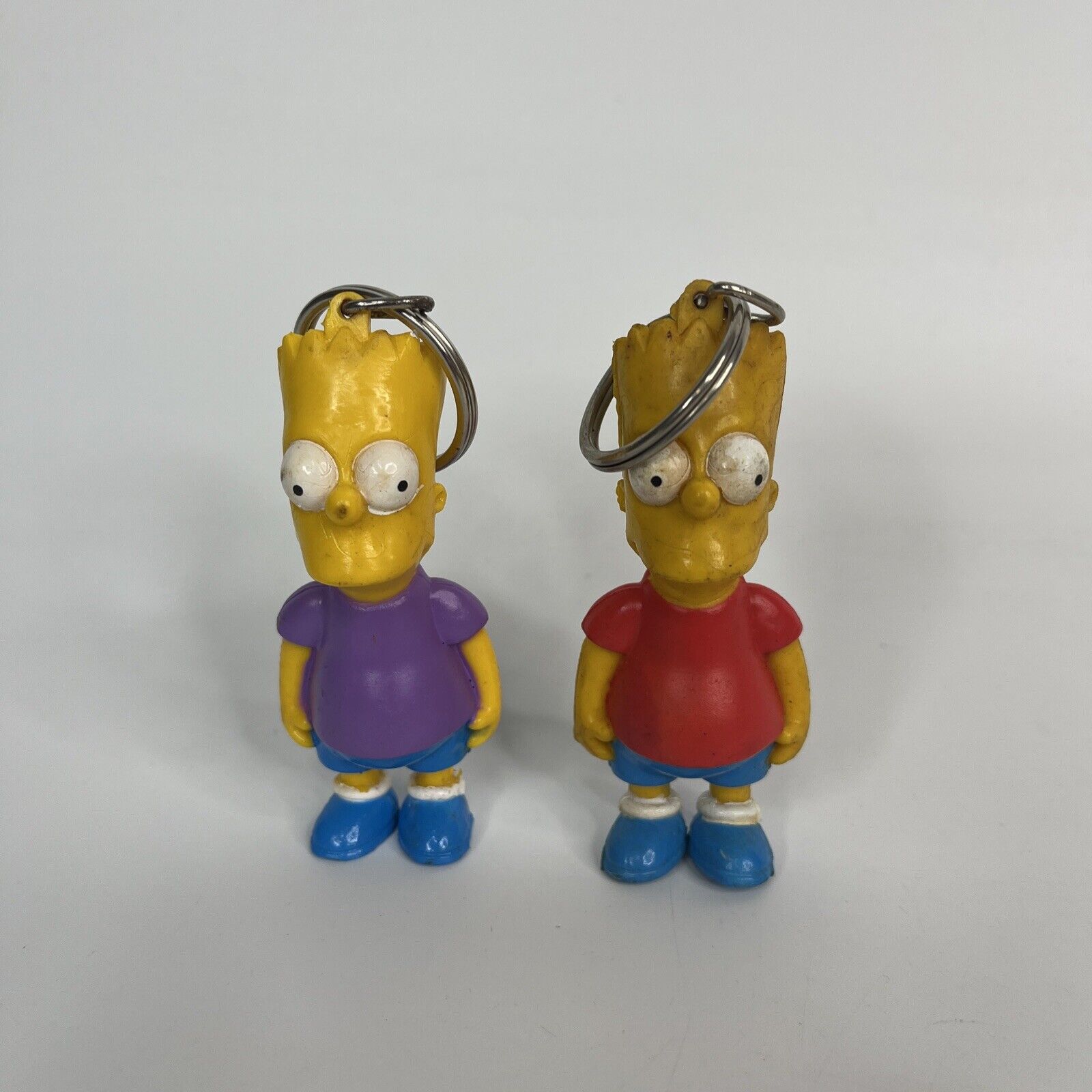2 Vintage 1990 Bart Simpson Key Chain Keychain The Simpsons Purple Red Shirt