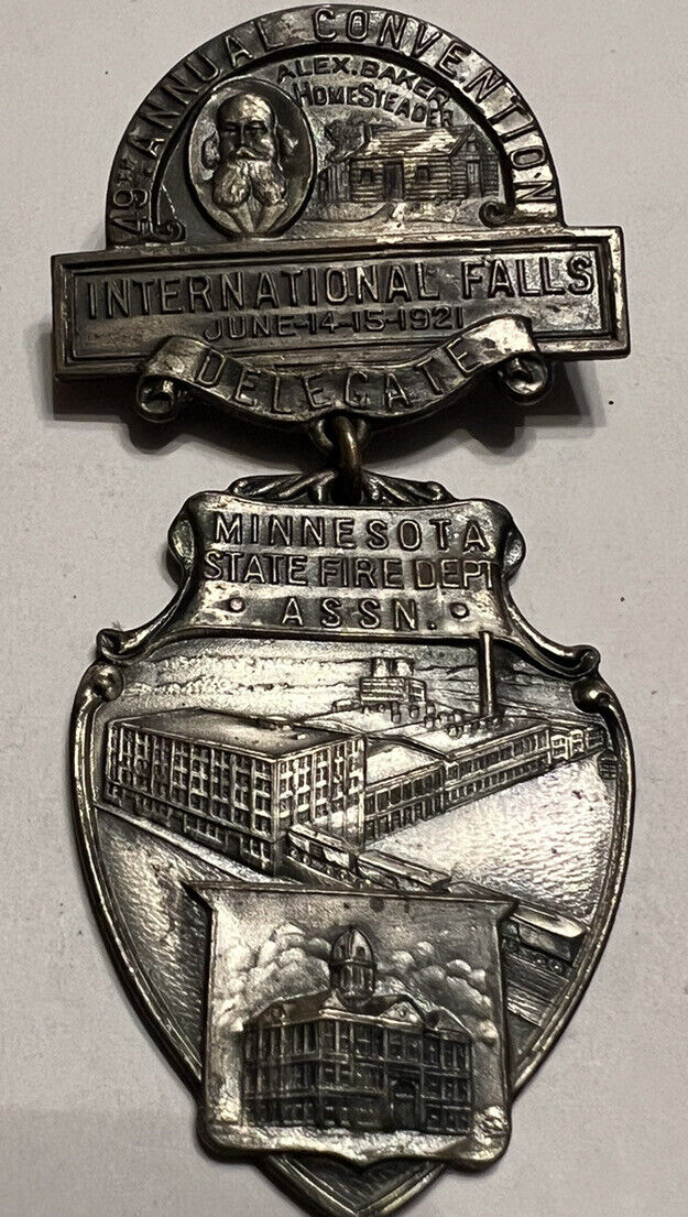 Rare, Vintage Minnesota State Fire Dept Association Delegate Medal 6-14-1921