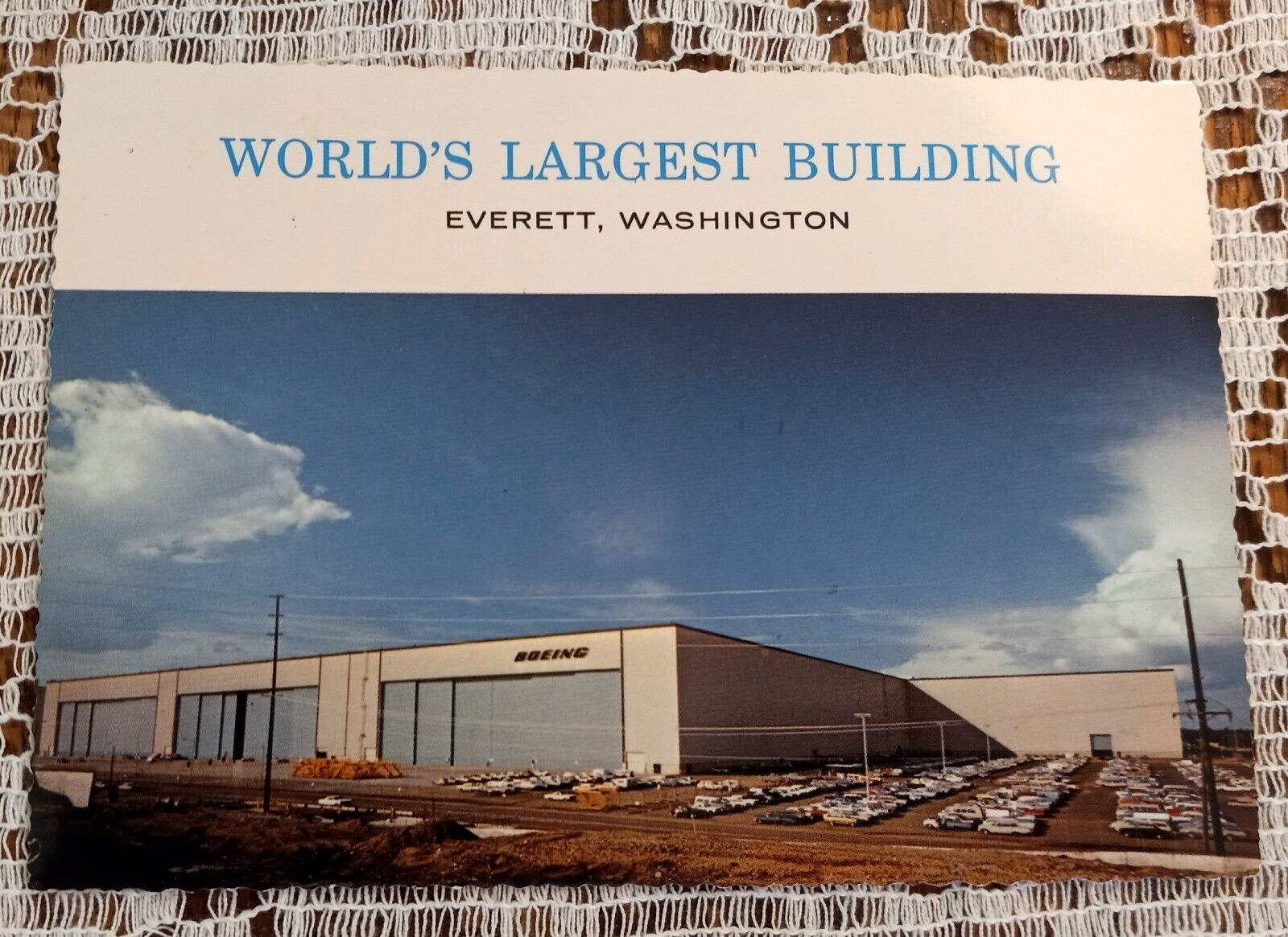 Everett Washington World's Largest Building Boeing 747 Vintage Postcard Unused