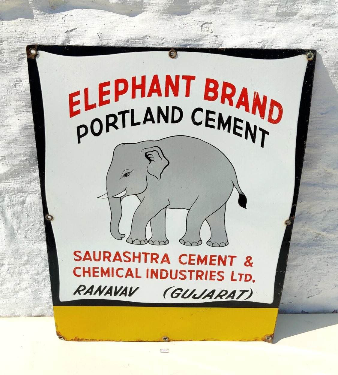 Vintage Elephant Brand Portland Cement Advertising Enamel Sign Board Rare EB364