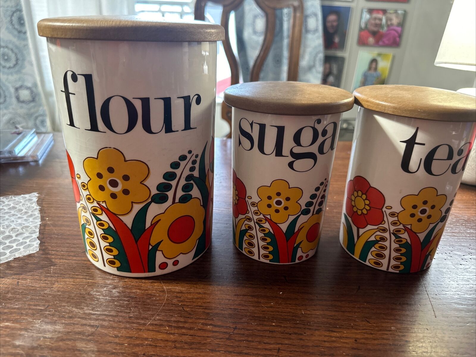 VINTAGE RETRO- 1960s CROWN DEVON Collection Of 3 Floral Storage Canisters