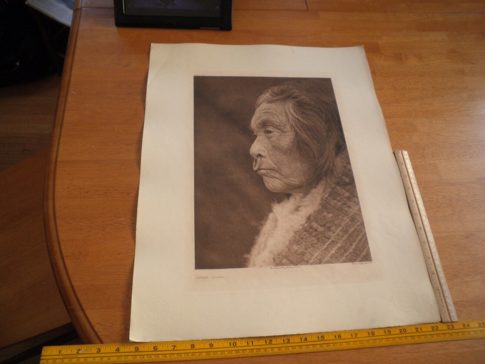 Edward S Curtis Photogravure 18x22.5 Tweedweave Haiyhal Nootka Plate 388