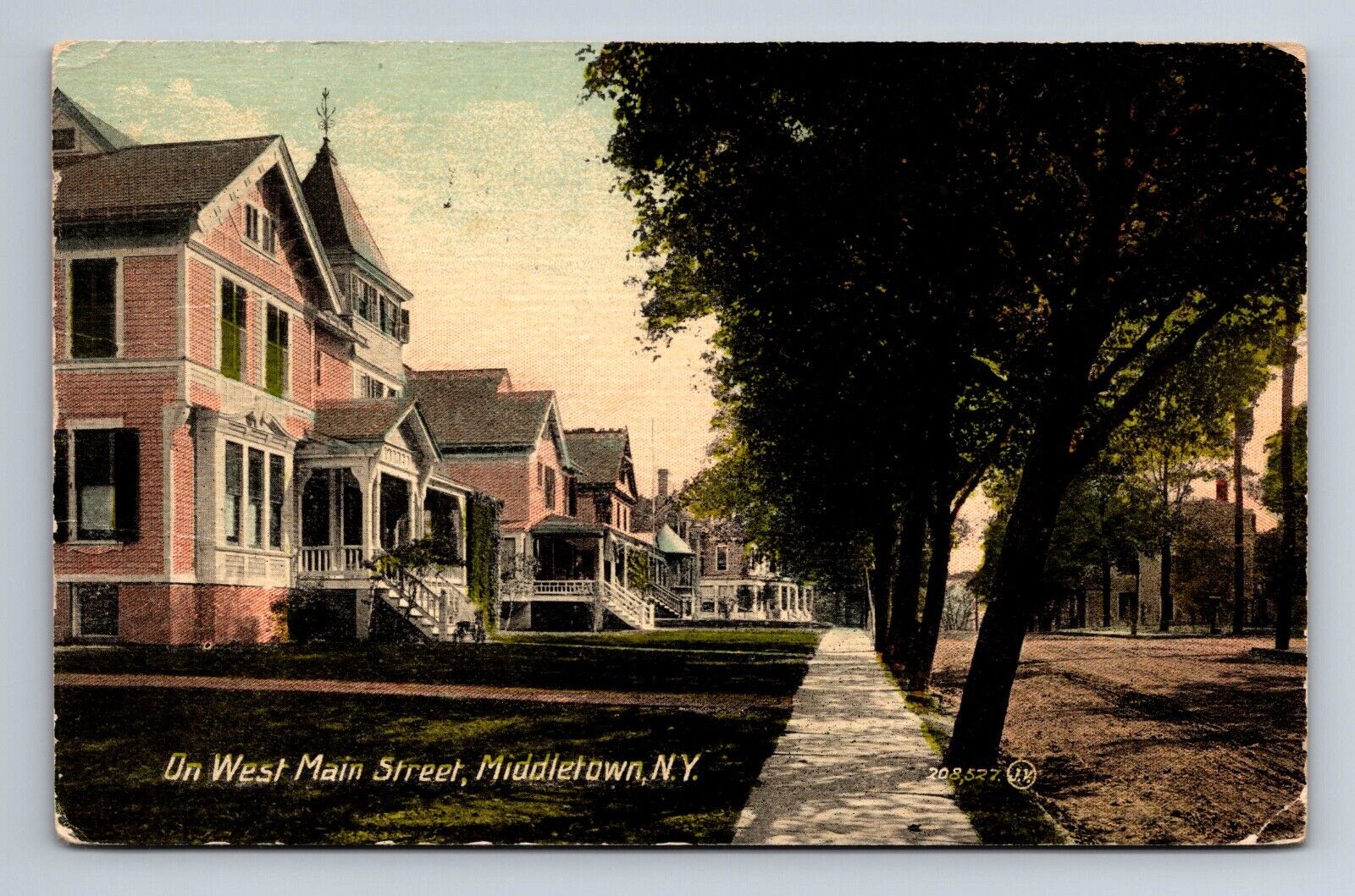 West Main Street Homes Middletown New York Postcard A22