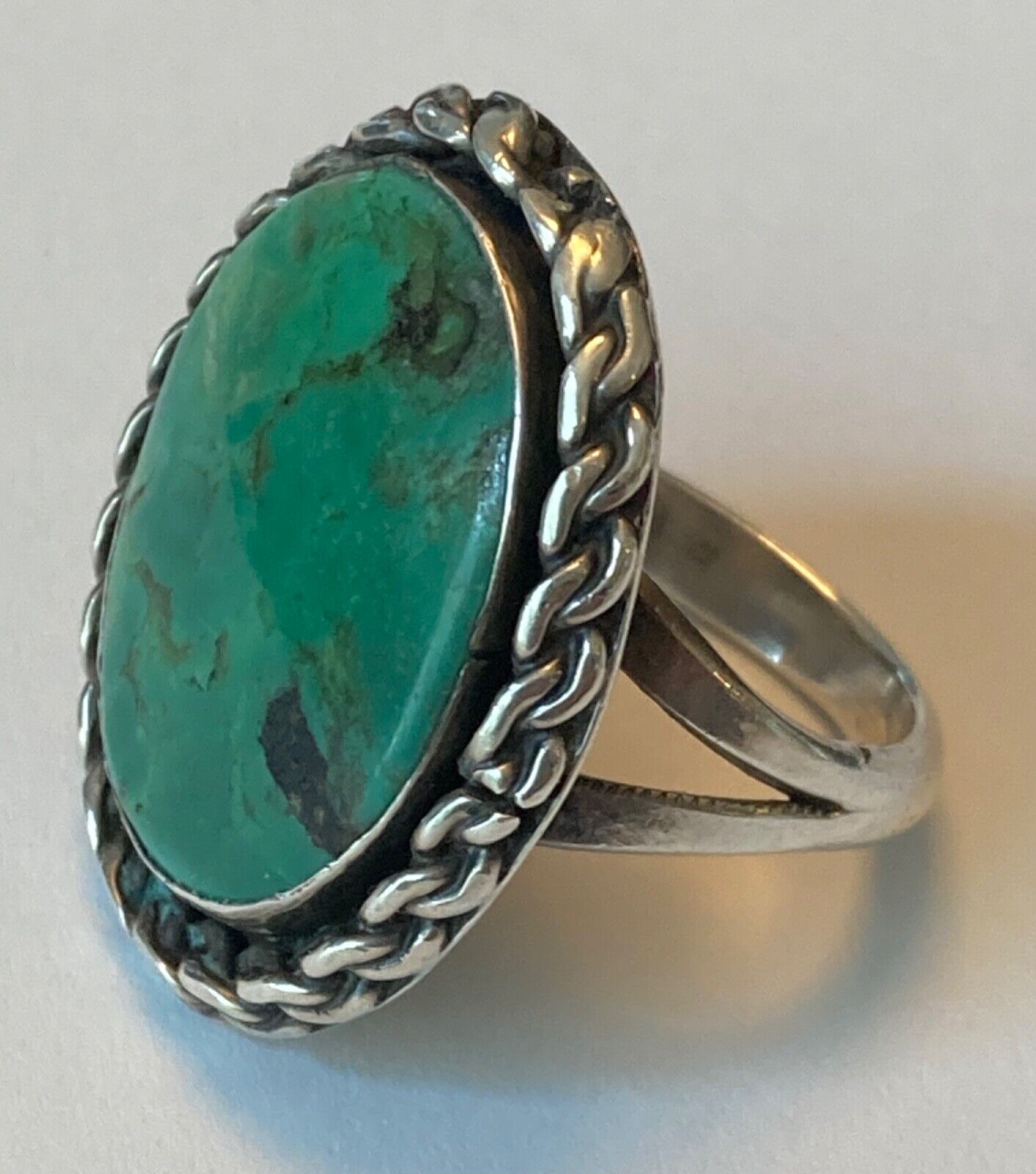 Large Vintage Emerald Valley Turquoise and Sterling Silver Ring
