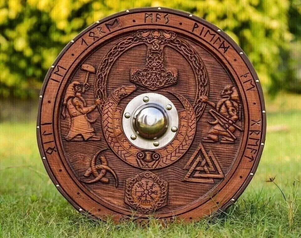 Fenrir Shield Fully Handmade Carved Viking Shield Handcrafted Medieval Shield
