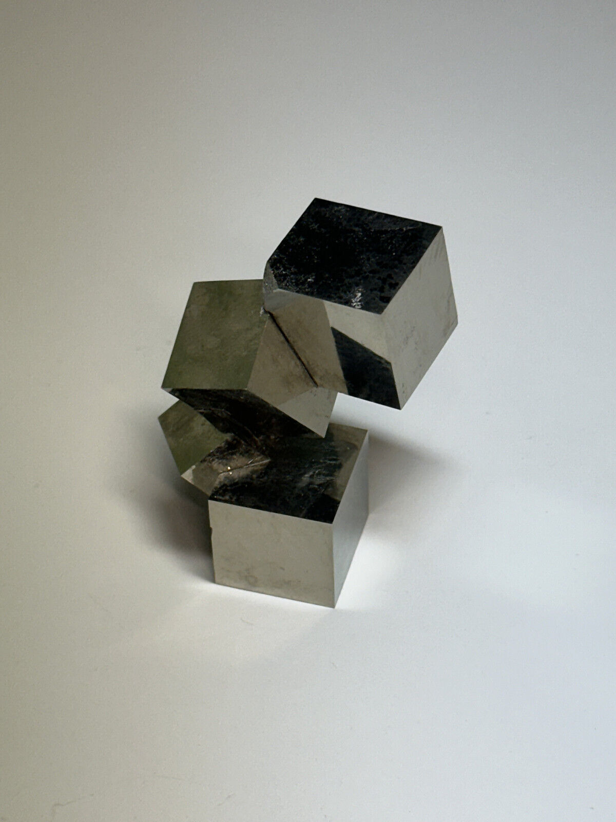 4 cubes__LARGE Lusterous Entwined Interlocking Pyrite Cube Cluster_Spain