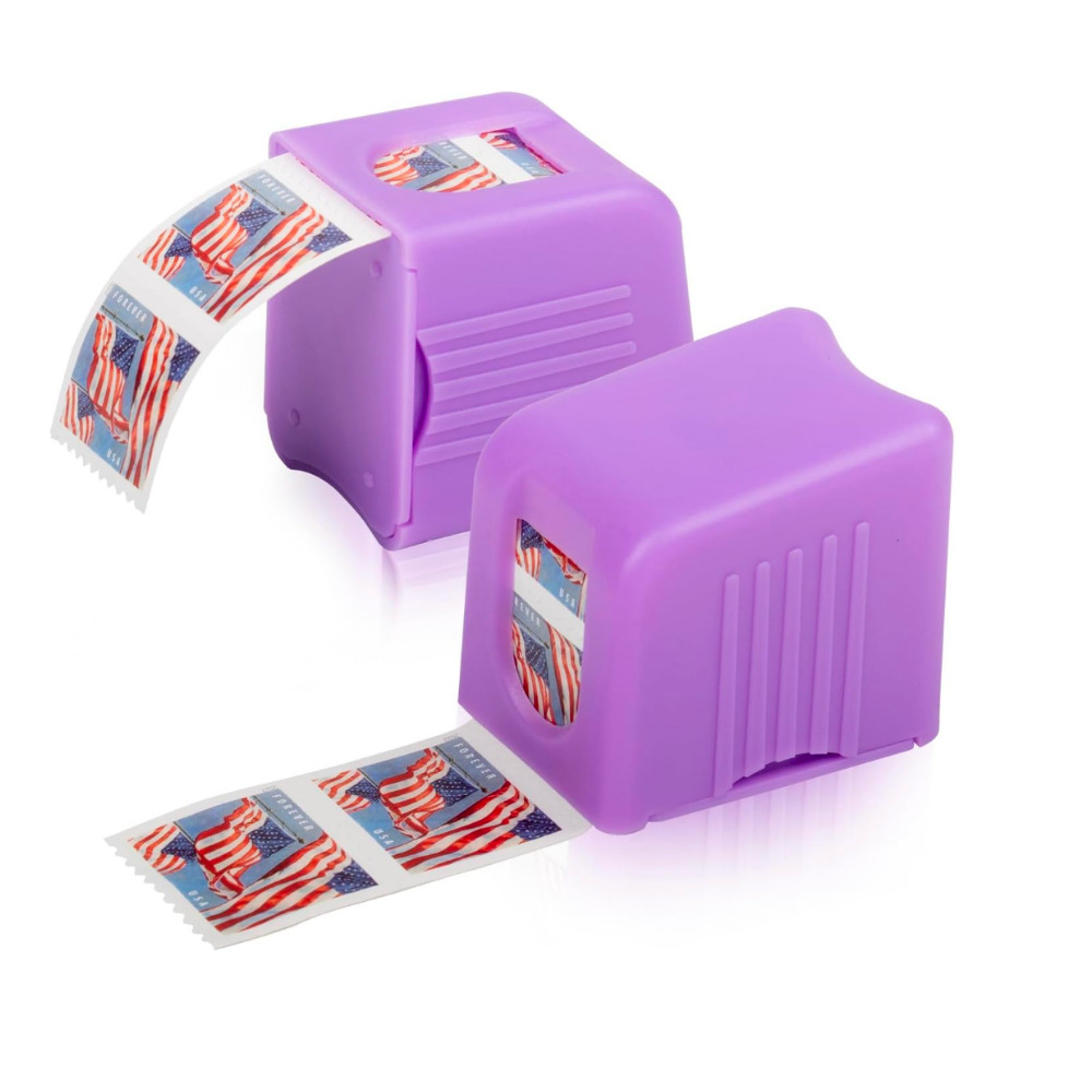 Postage Stamp Dispenser, Stamp Roll Dispenser for 2 pack purple