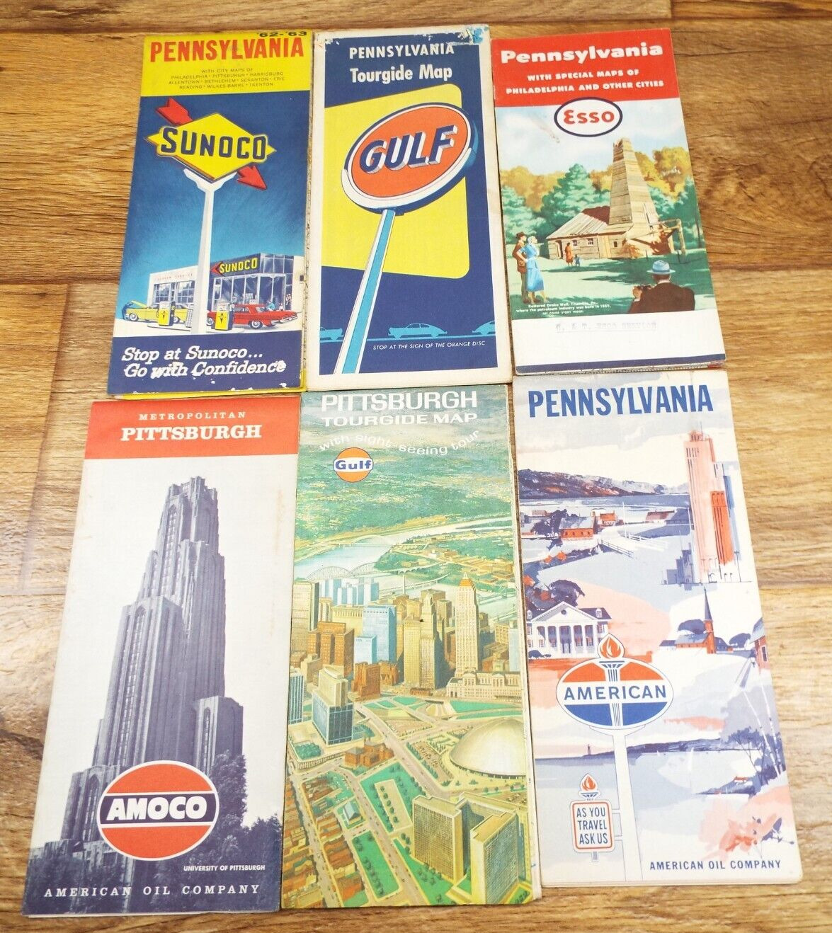6-VTG 1960\'S/70\'S PENNSYLVANIA Official HIGHWAY/SERVICE STATION Road Maps