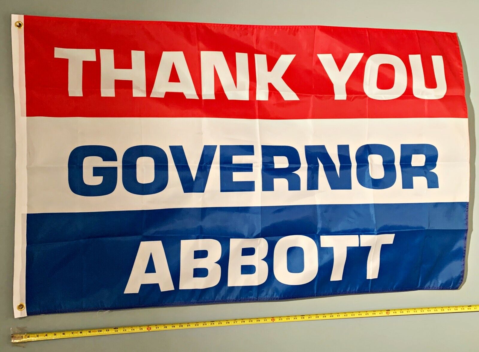 GREG ABBOTT FLAG  USA SELLER Thank You Gov Abbott Texas USA Sign 3x5