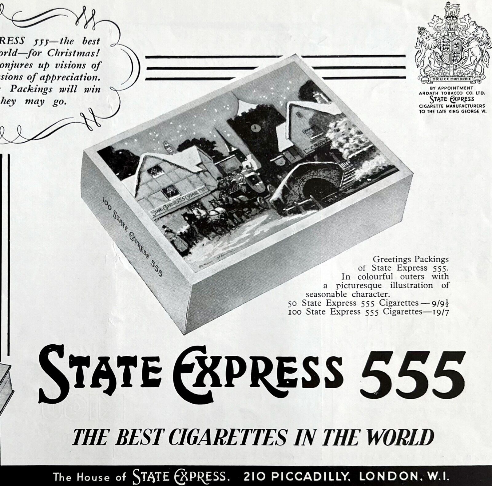 State Express 555 Cigarettes 1954 Advertisement UK Import Tobacco DWII10