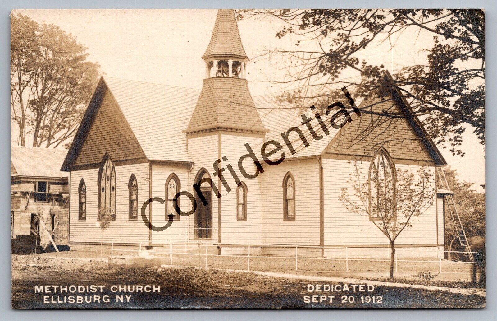 Real Photo Old Methodist Church At Ellisburg NY Sept 1912 New York RP RPPC H439