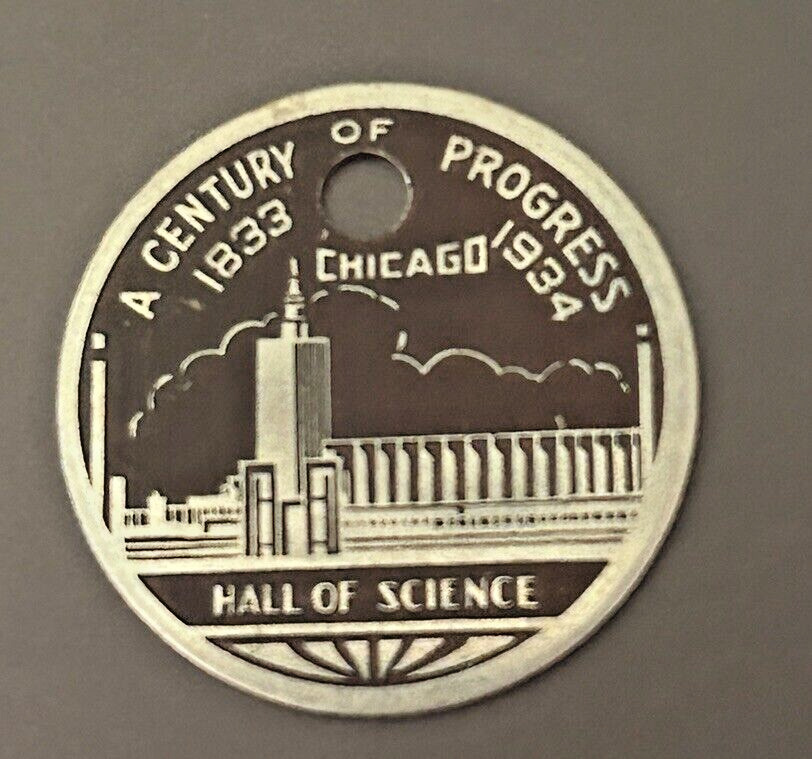 1 inch Vintage 1933 Century of Progress Chicago Hall of Science Medallion