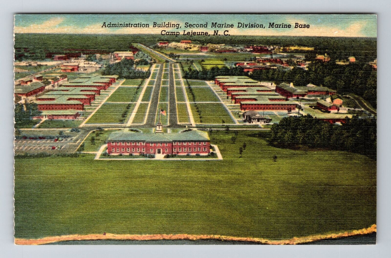 Camp Lejune NC-North Carolina, Marine Base Administration Vintage Postcard