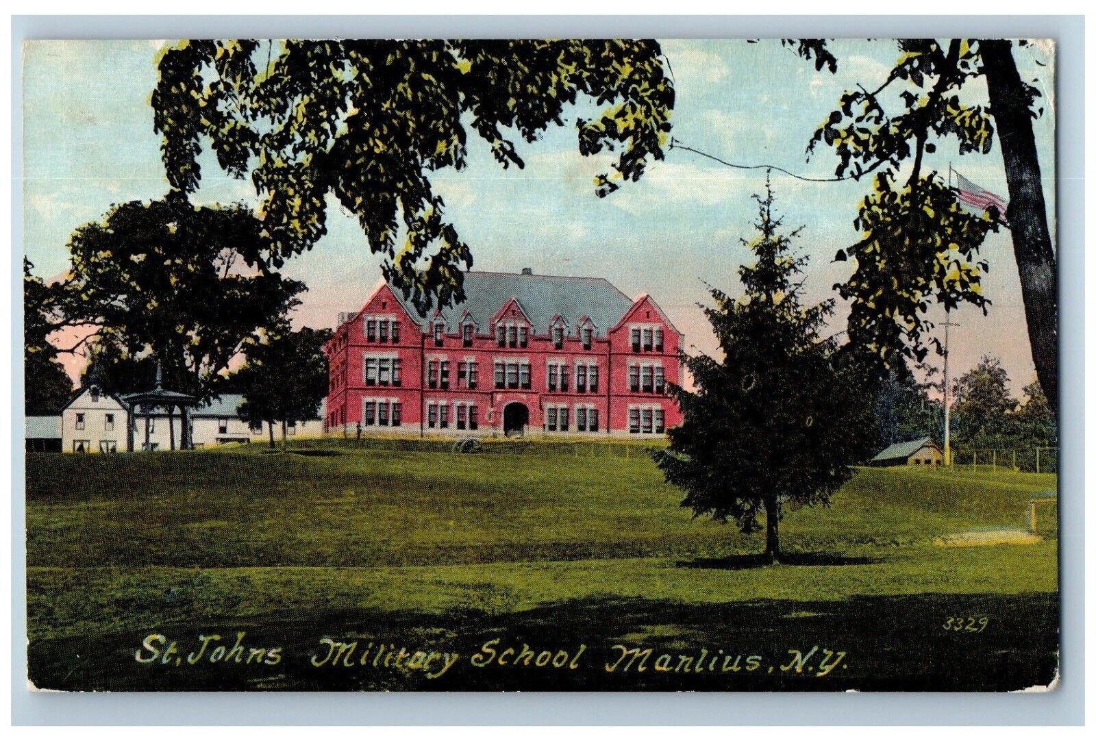 Manlius New York Postcard St. John\'s Military School Exterior View Building 1919
