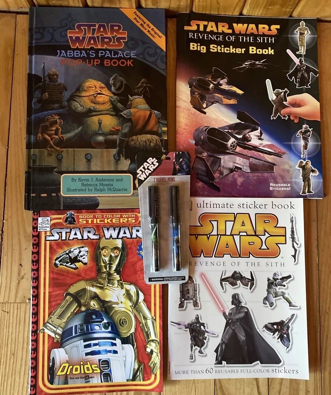 Vintage Star Wars Lot 3 Sticker Books Pen Set & Jabba’s Palace Pop-up Book