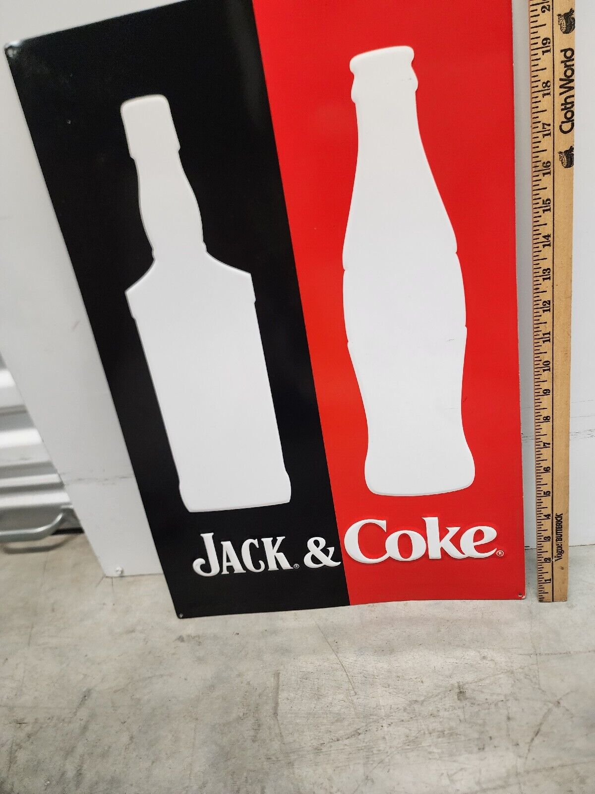WHISKEY & COCA-COLA -- Die Cut SIGN -ADVERTISES BOTH- Coke & Jack Daniel\'s