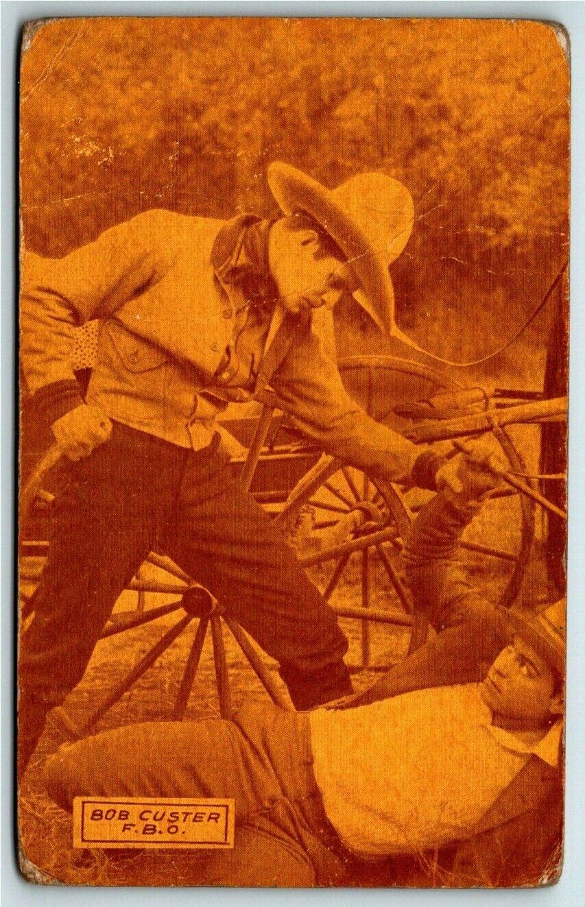 Antique Postcard~ Western~ Silent Film Cowboy Move Start Bob Custer
