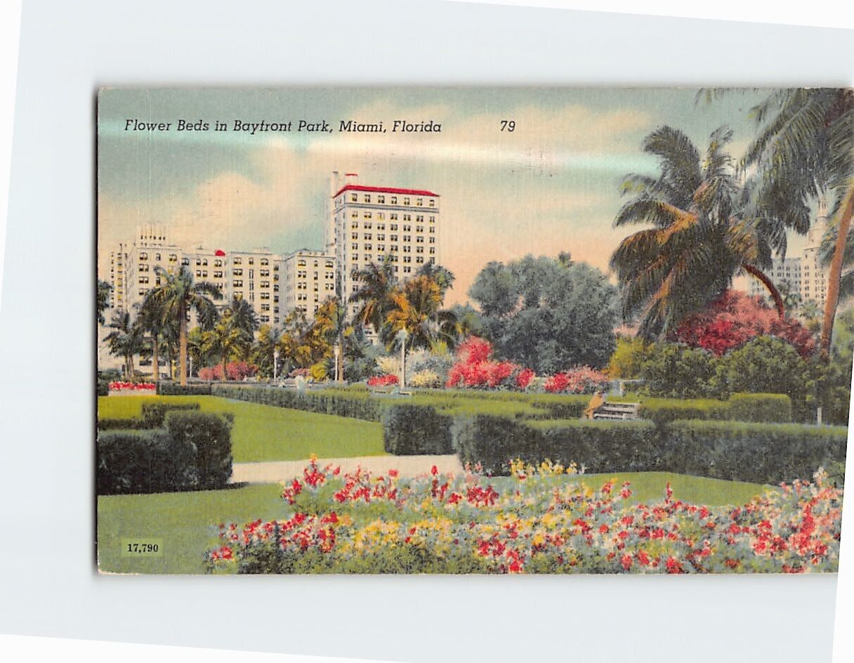 Postcard Flower Beds in Bayfront Park Miami Florida USA