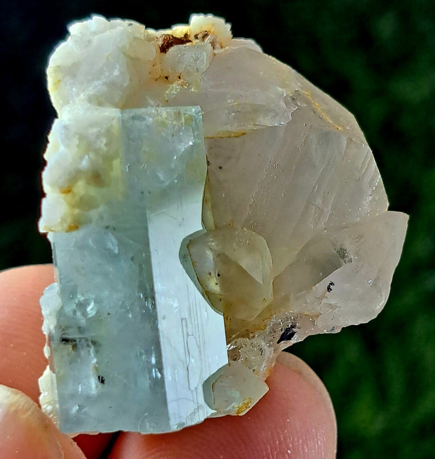 97cts Top class amazing piece of loustrous aquamarine specimen crystal on quartz